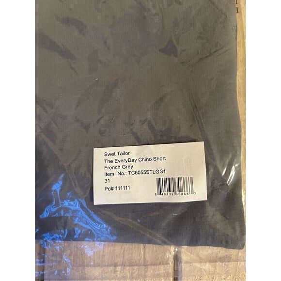 NWT Swet Tailor The EveryDay Chino Short In French Grey Size Men’s 31 - Picture 6 of 6